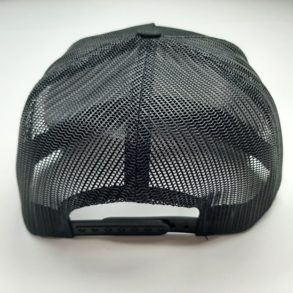 Wrangler Embroidered Vintage Patch Flat Bill Mesh Snapback Trucker Hat Cap Black - Picture 4 of 4